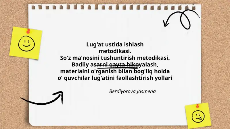 Lug'at ustida ishlash metodikasi