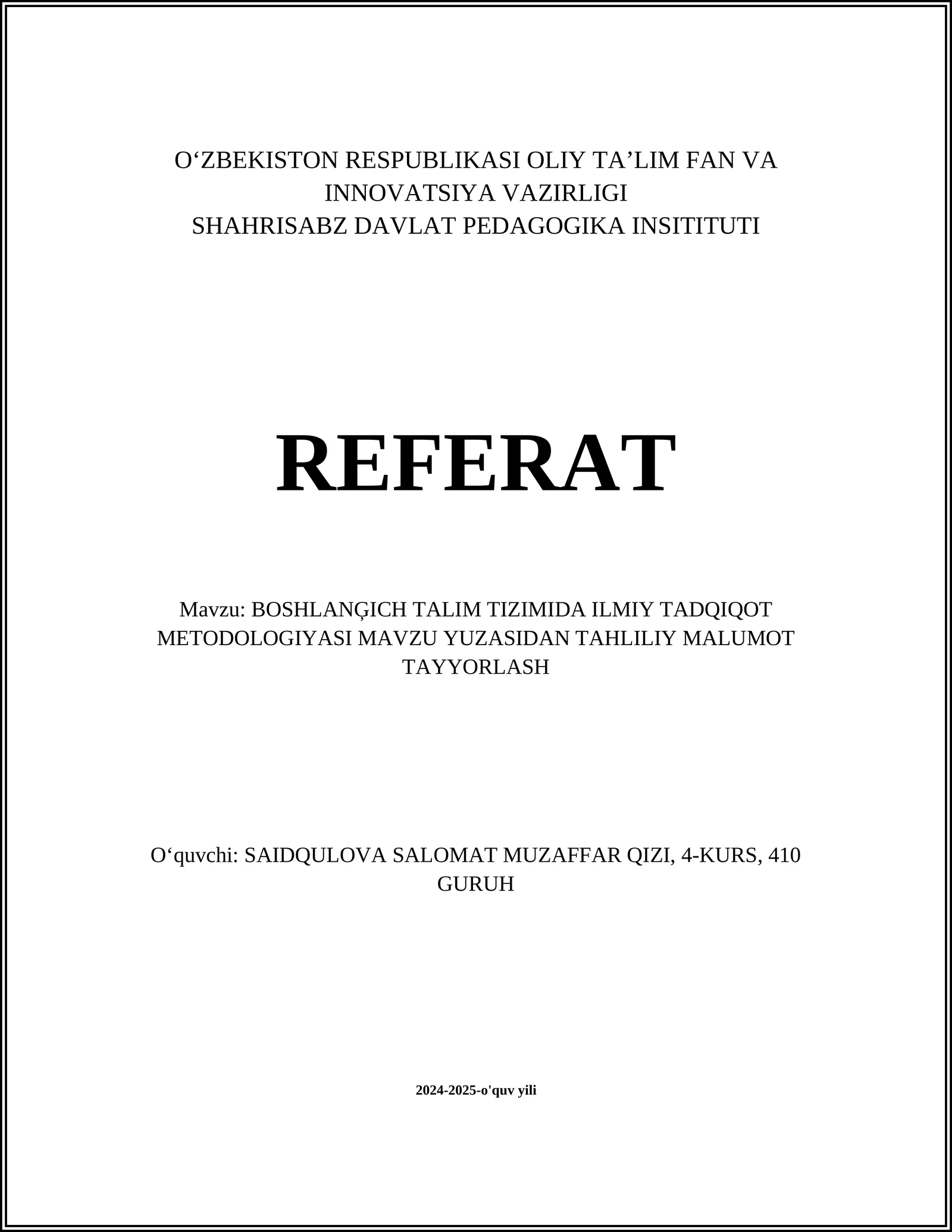 ILMIY TADQIQOT METODOLOGIYASI