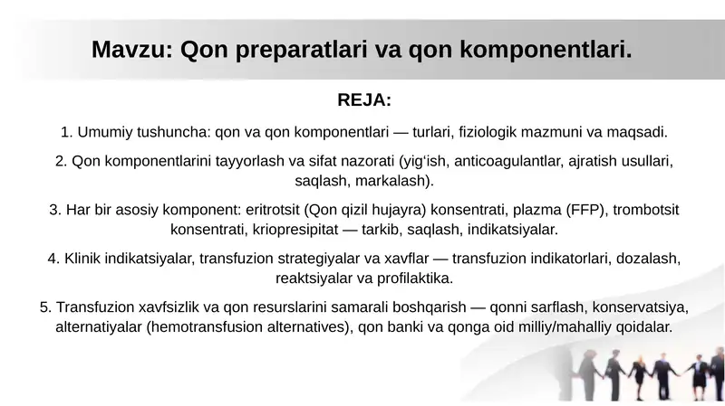 Qon preparatlari va qon komponentlari