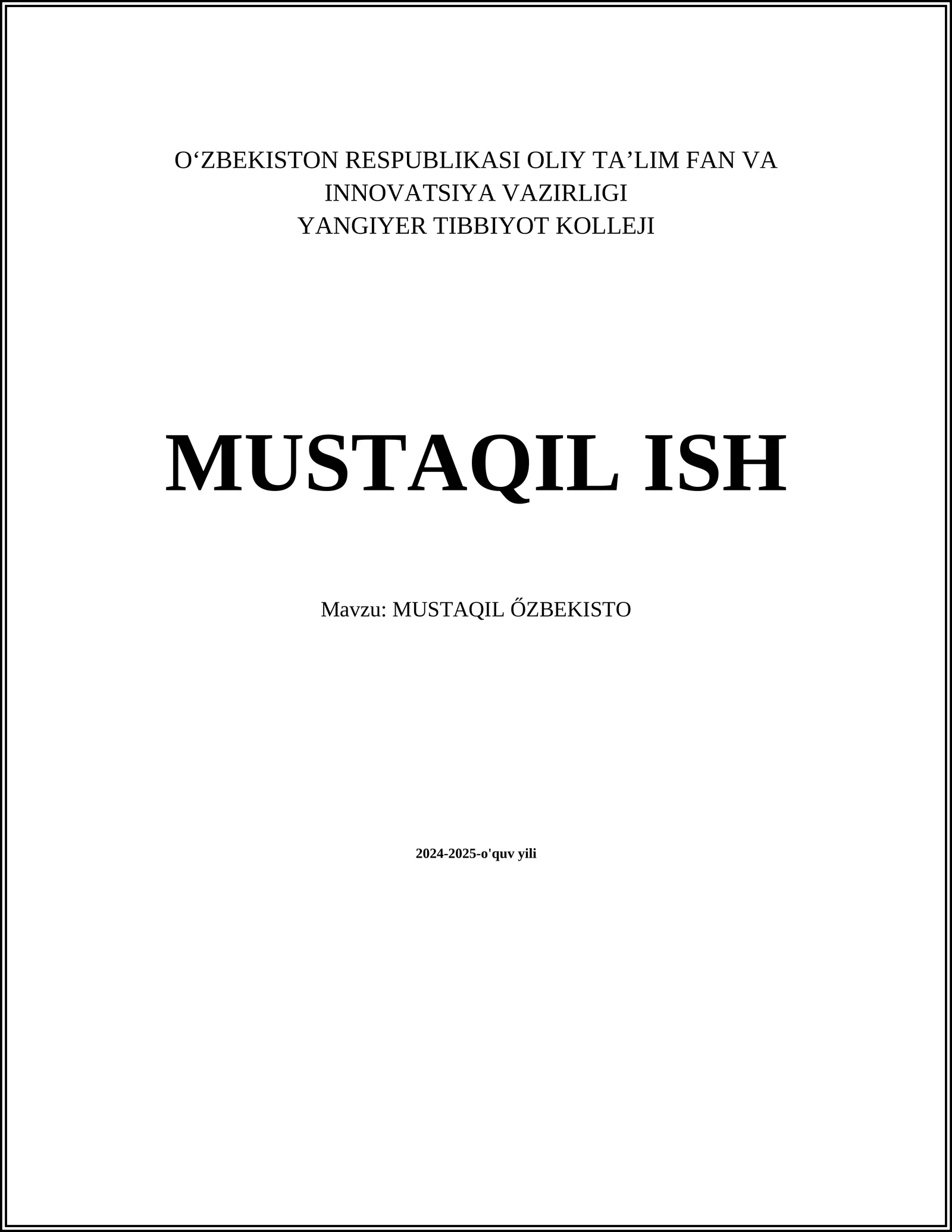MUSTAQIL ŐZBEKISTO