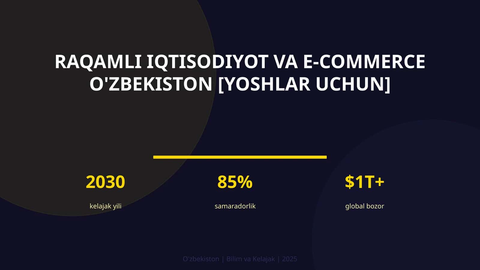 Raqamli iqtisodiyot va e-commerce O'zbekiston [yoshlar uchun]