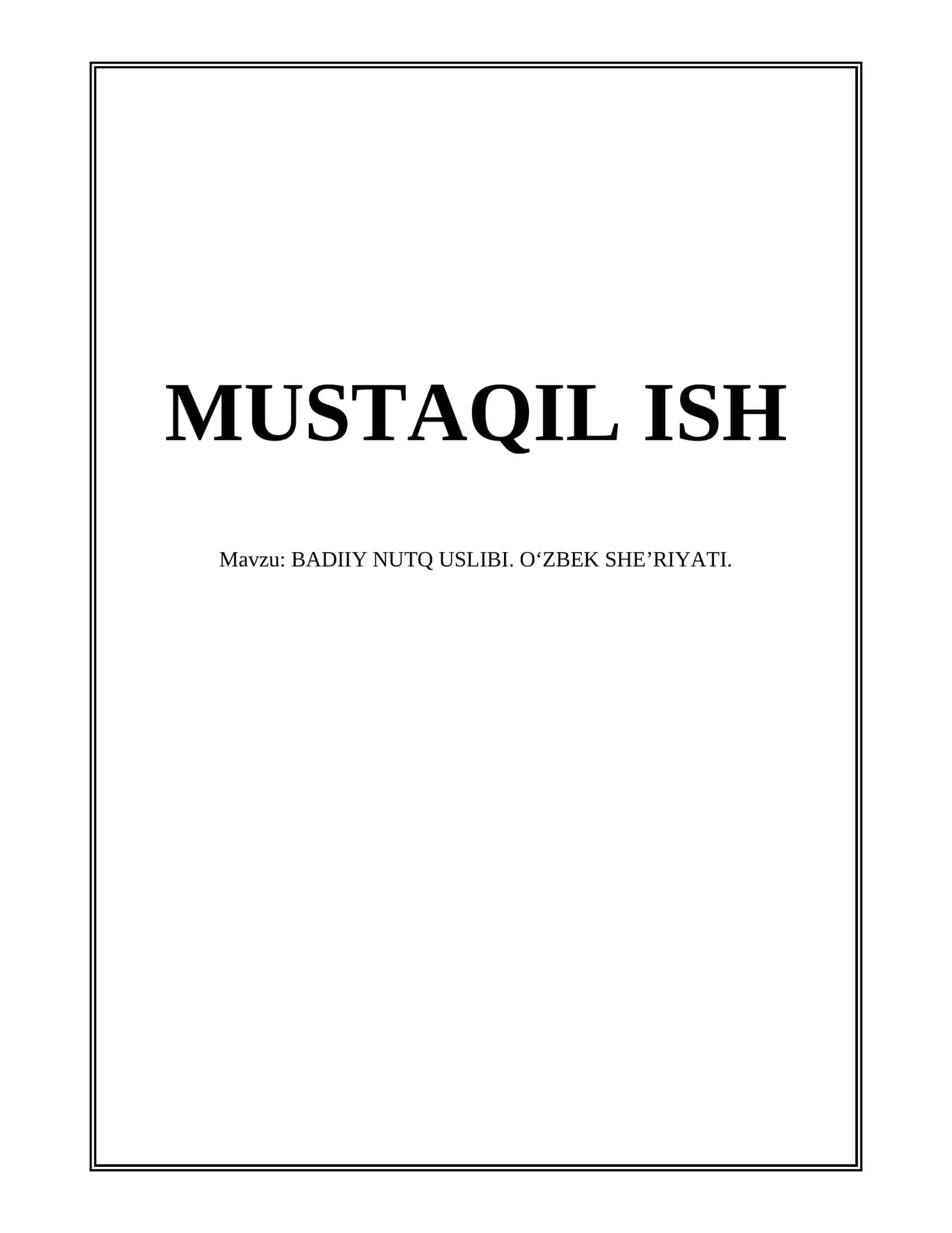 BADIIY NUTQ USLIBI. OʻZBEK SHEʼRIYATI