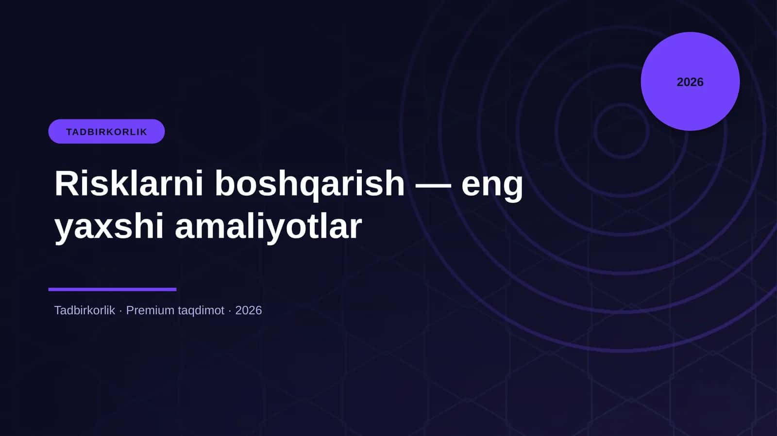 Risklarni boshqarish — eng yaxshi amaliyotlar