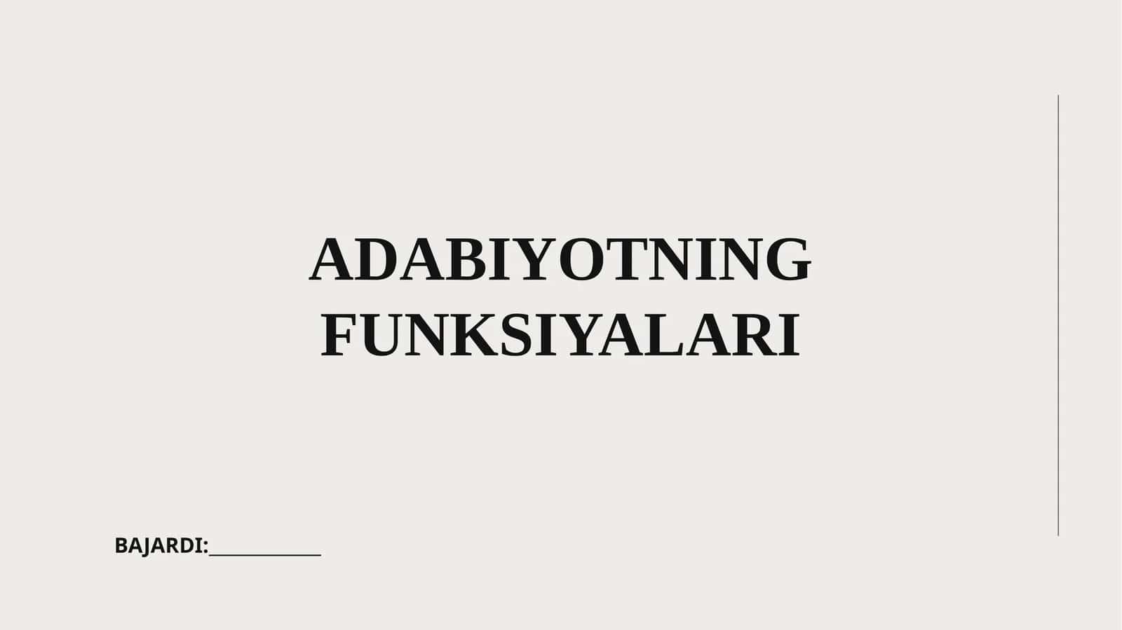 ADABIYOTNING FUNKSIYALARI