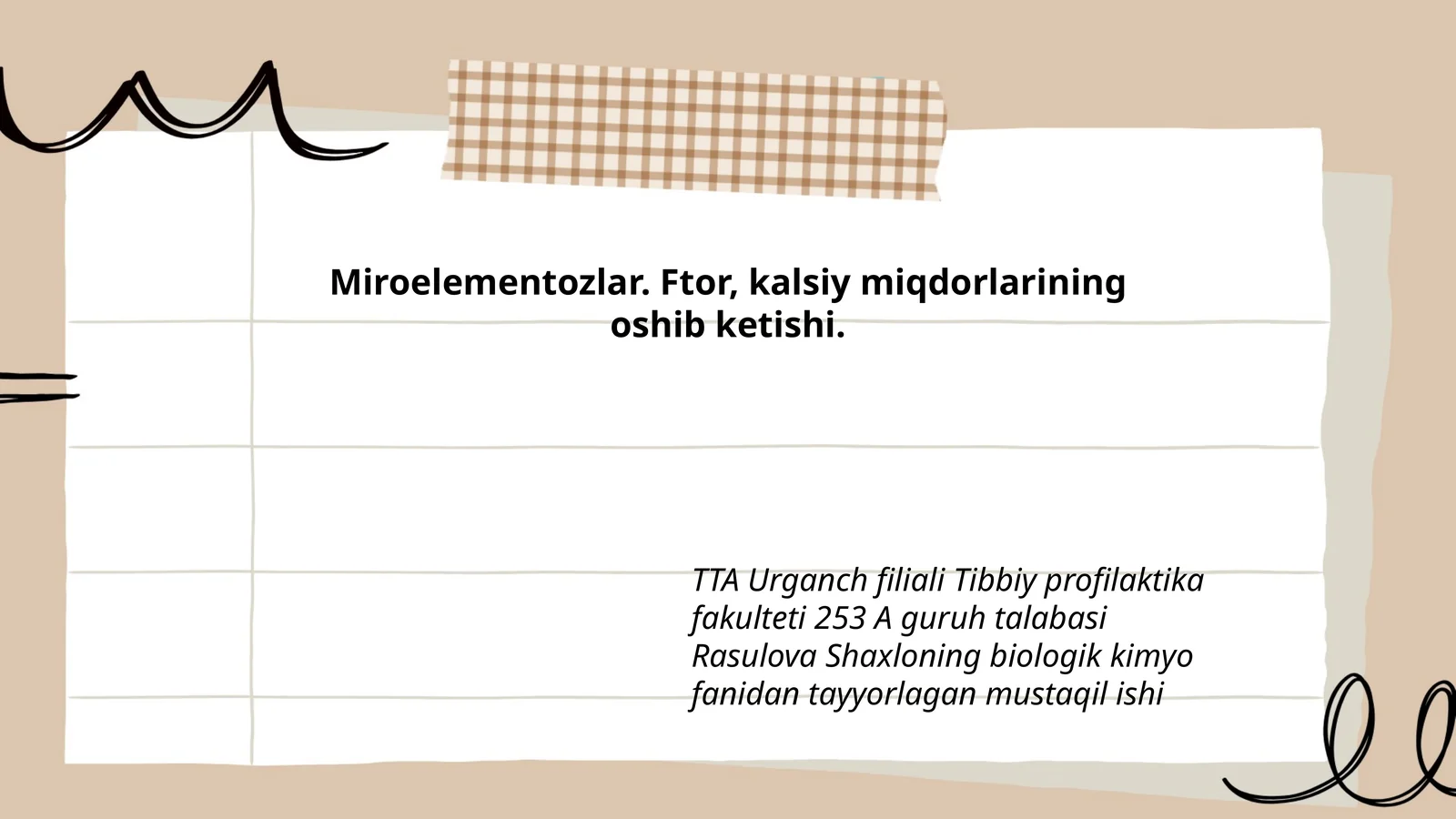 Miroelementozlar. Ftor, kalsiy miqdorlarining oshib ketishi