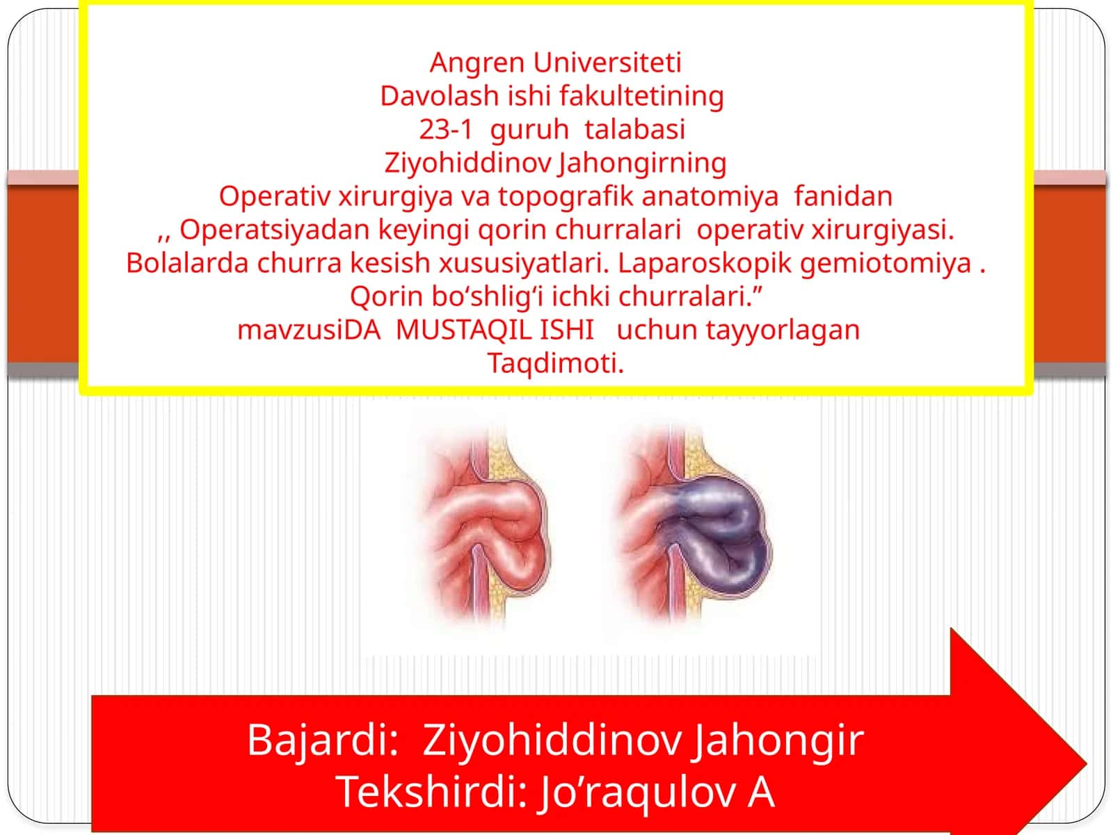 Operativ xirurgiya va topografik anatomiya fanidan