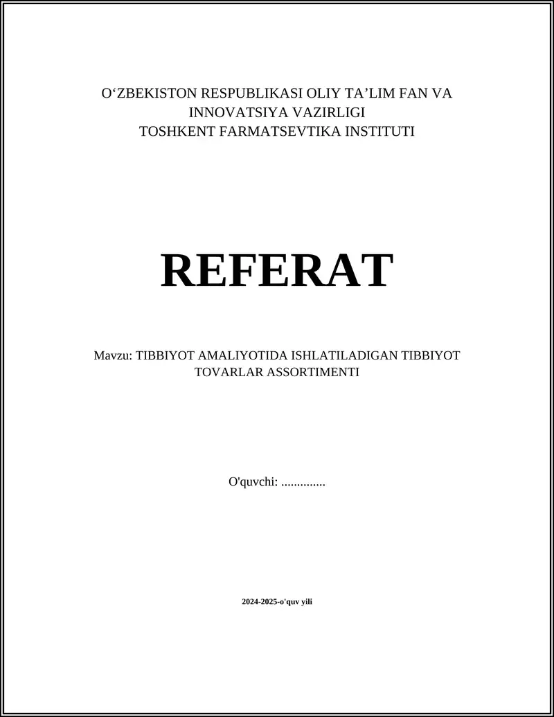 Diagnostika Vositalari Assortimenti
