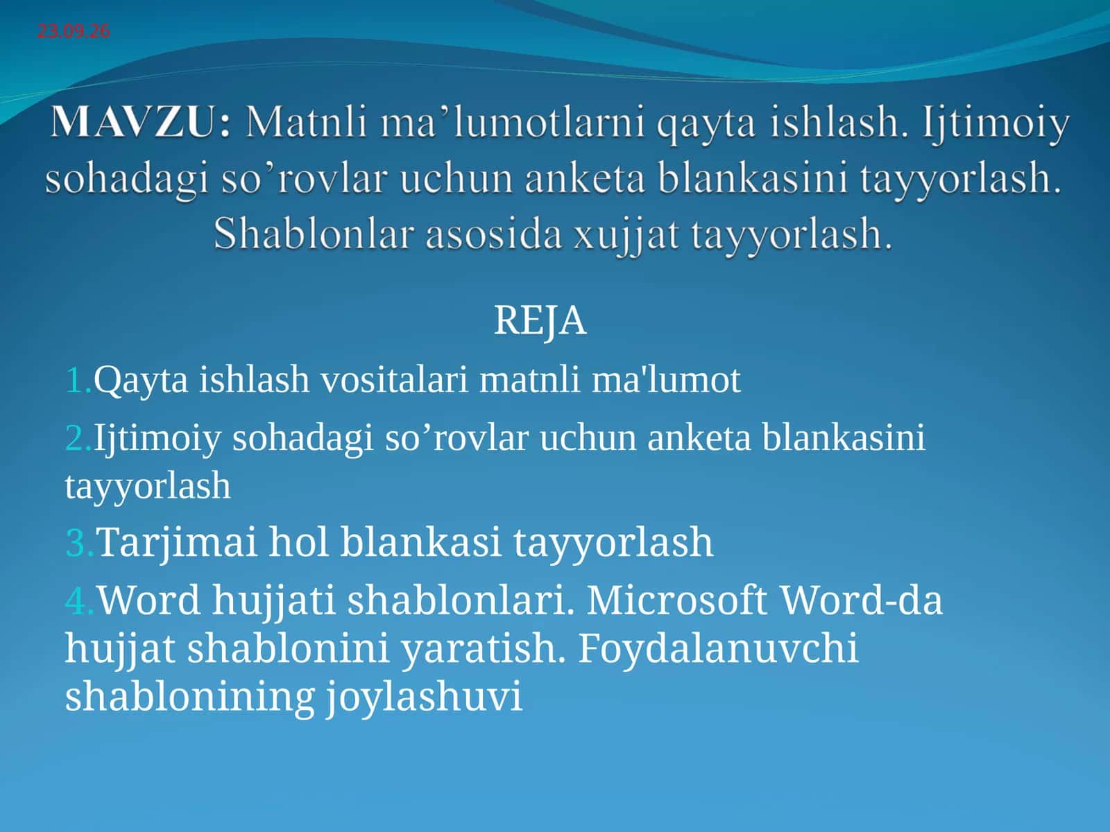 Qayta ishlash vositalari matnli ma'lumot