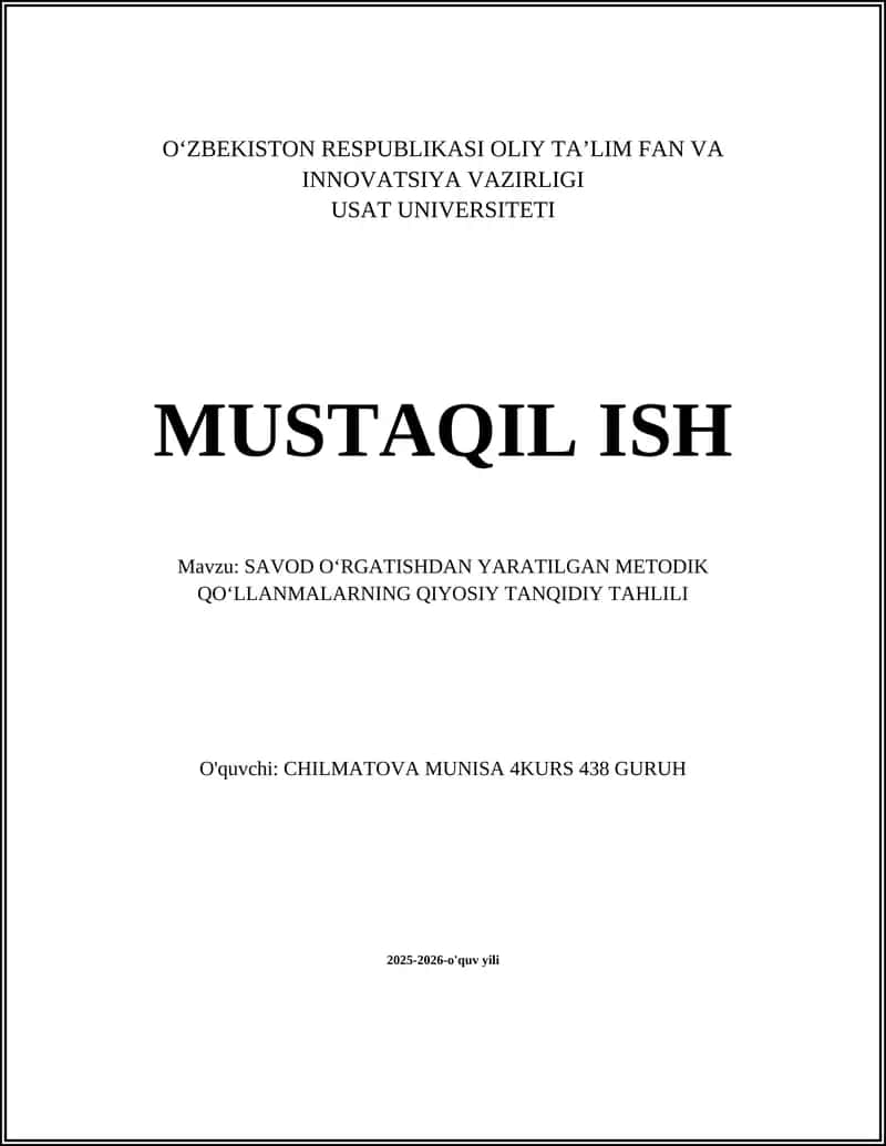 SAVOD OʻRGATISHDAN YARATILGAN METODIK QOʻLLANMALARNING QIYOSIY TANQIDIY TAHLILI