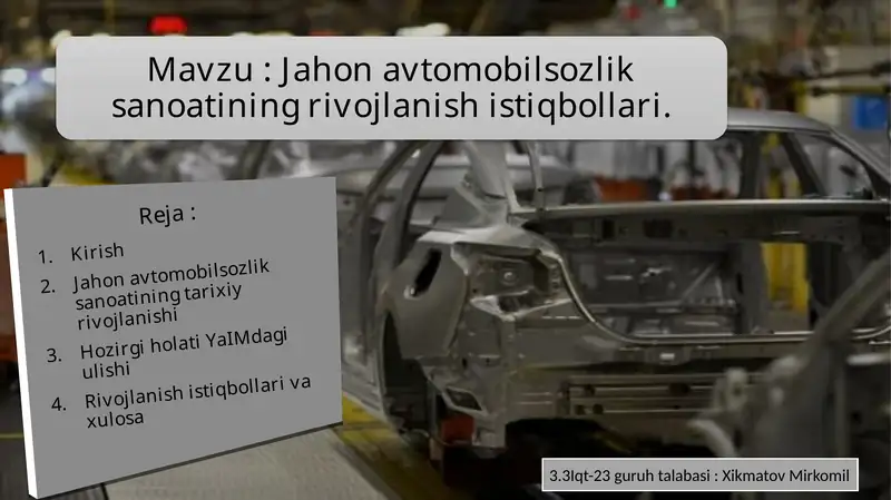 Jahon avtomobil sozlik sanoati