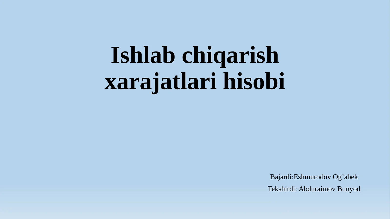 Ishlab chiqarish xarajatlari hisobi
