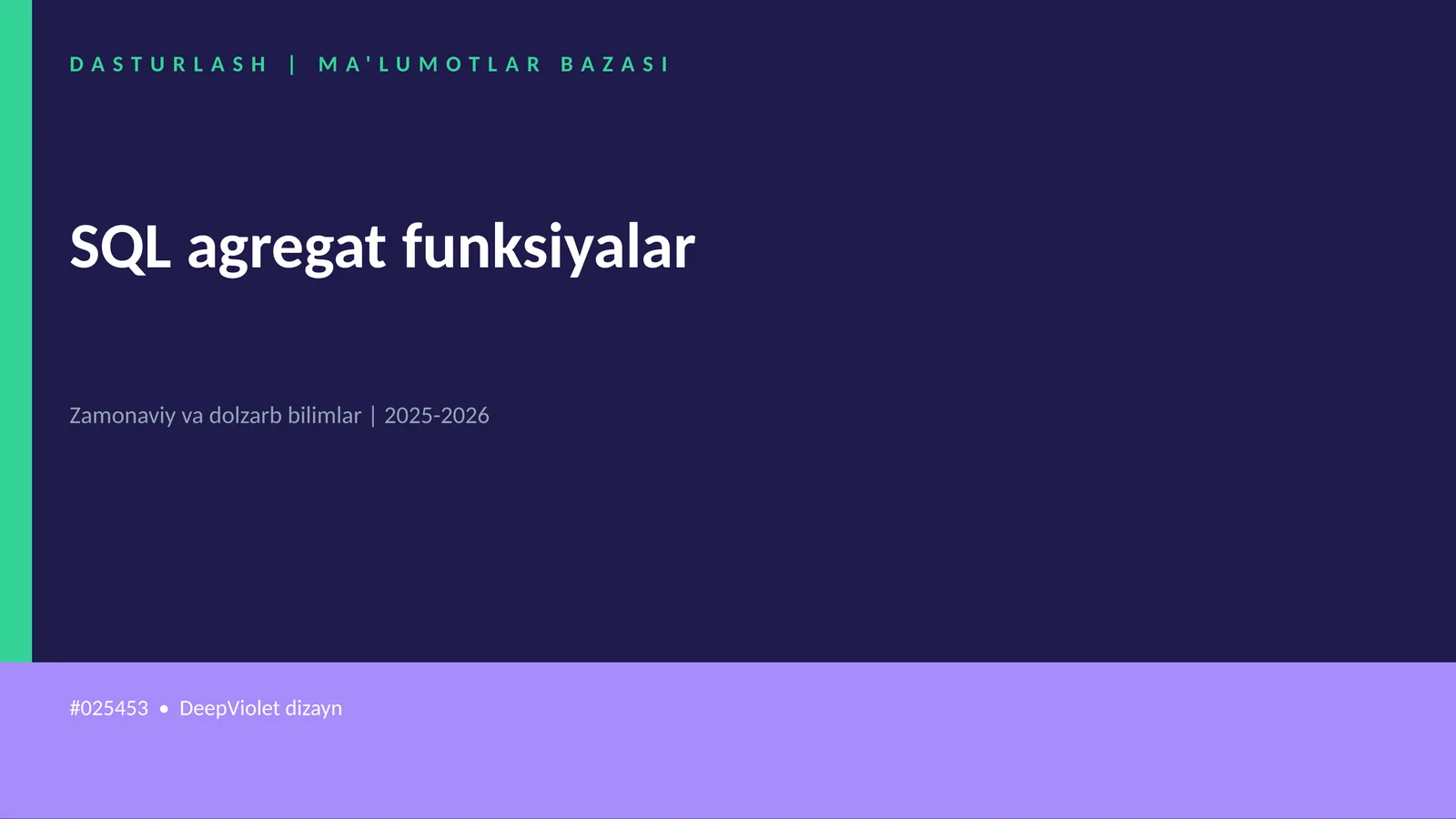 SQL agregat funksiyalar