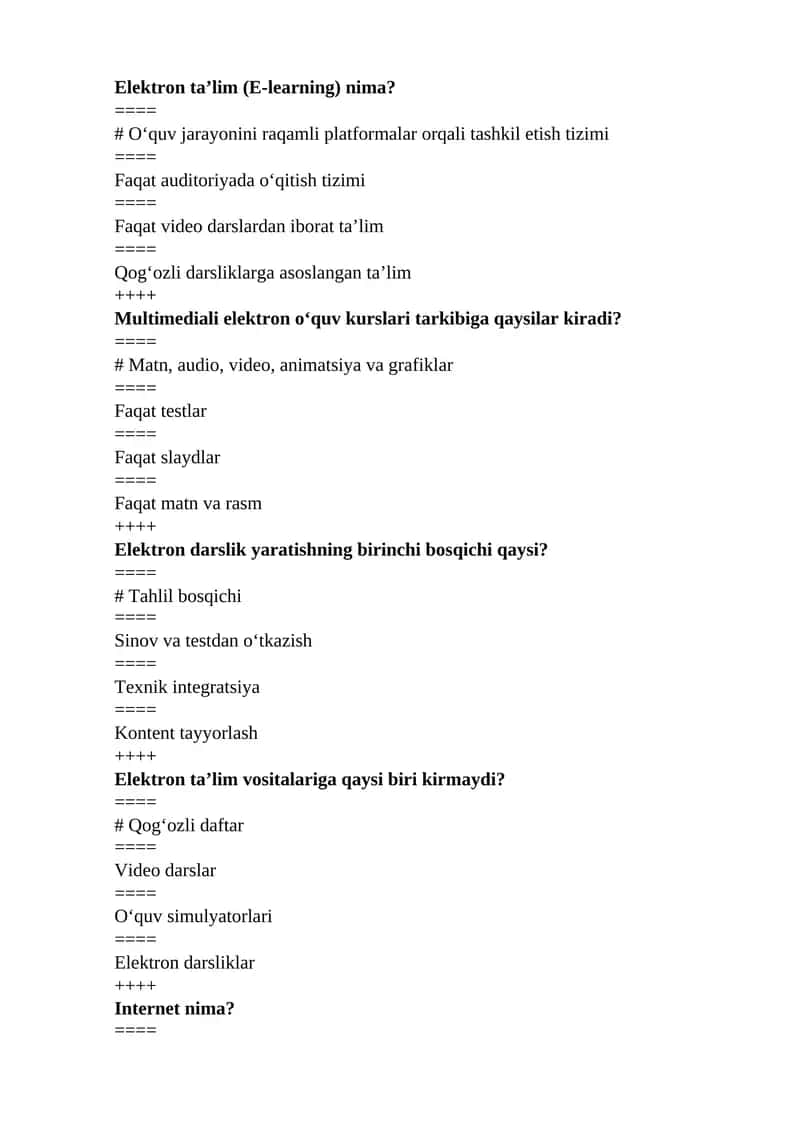 Elektron ta’lim (E-learning) nima?