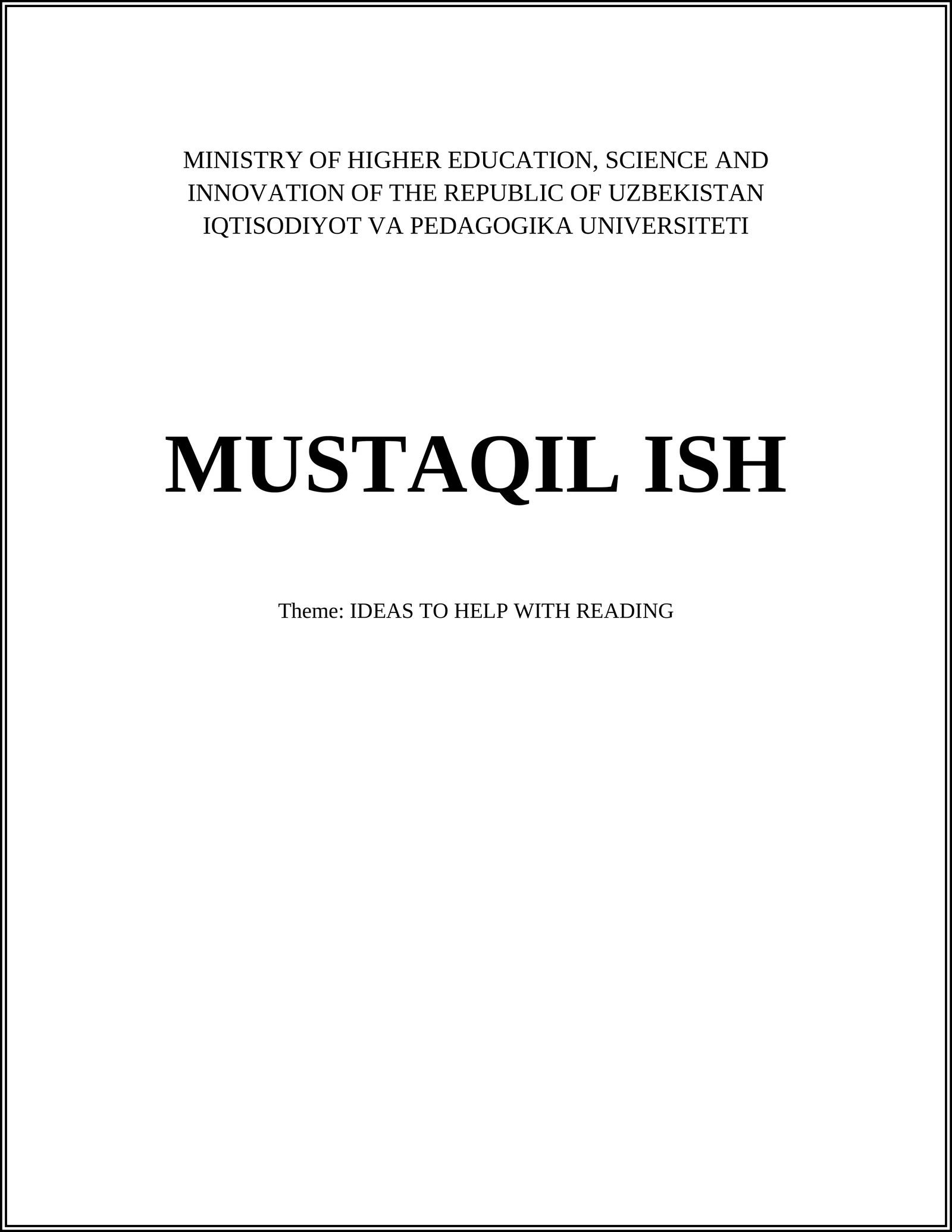 IDEAS TO HELP WITH READING