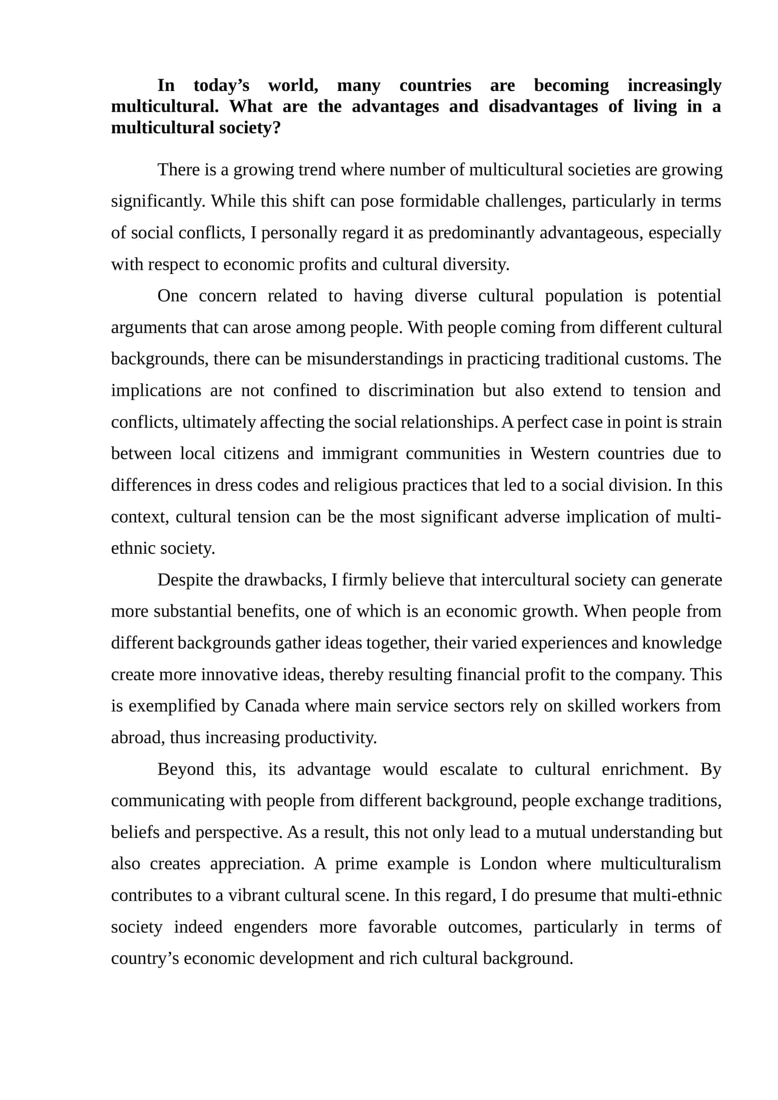 Advantages and Disadvantages of Living in a Multicultural Society