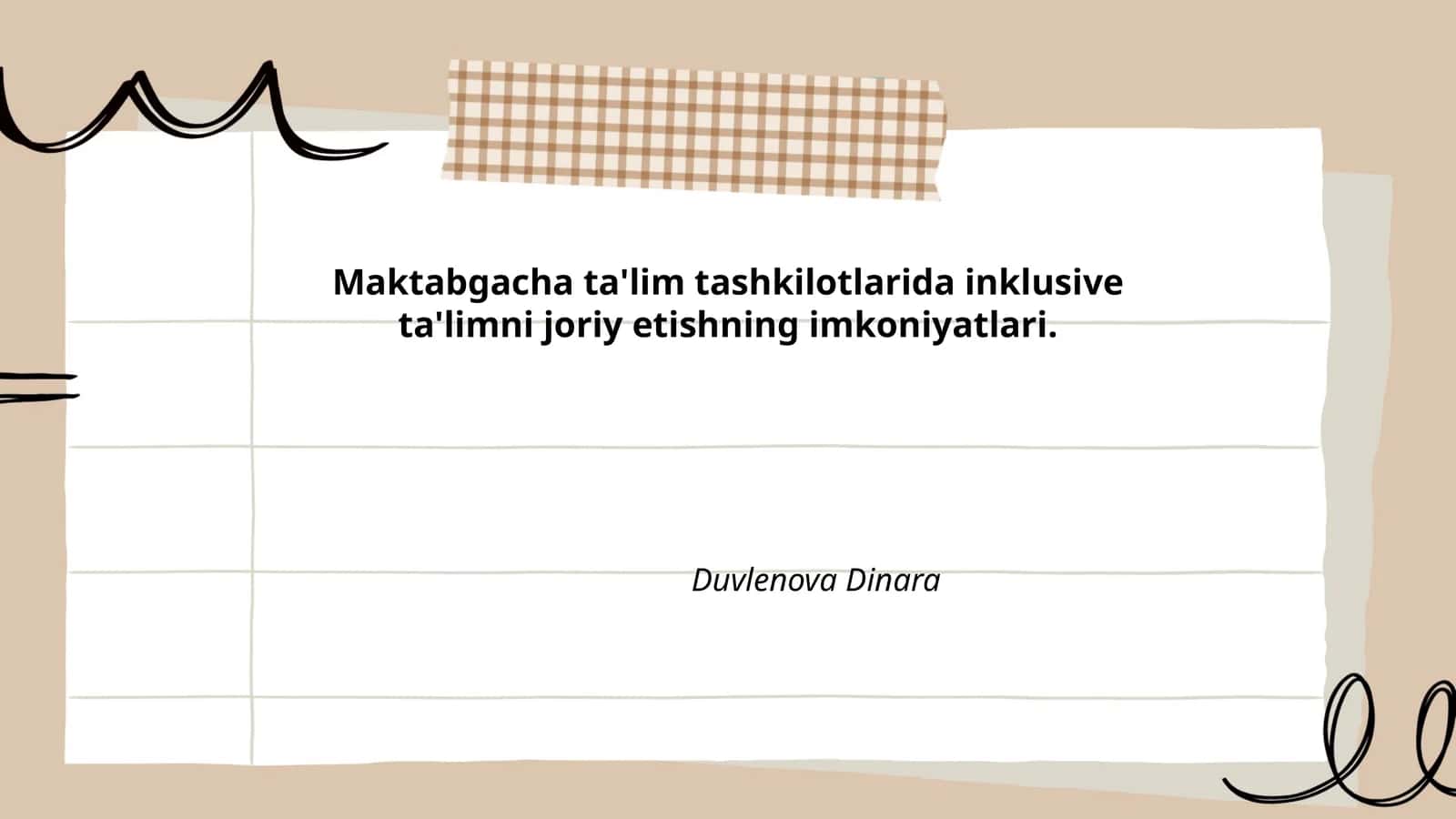 Maktabgacha ta'lim tashkilotlarida inklusive ta'limni joriy etishning imkoniyatlari