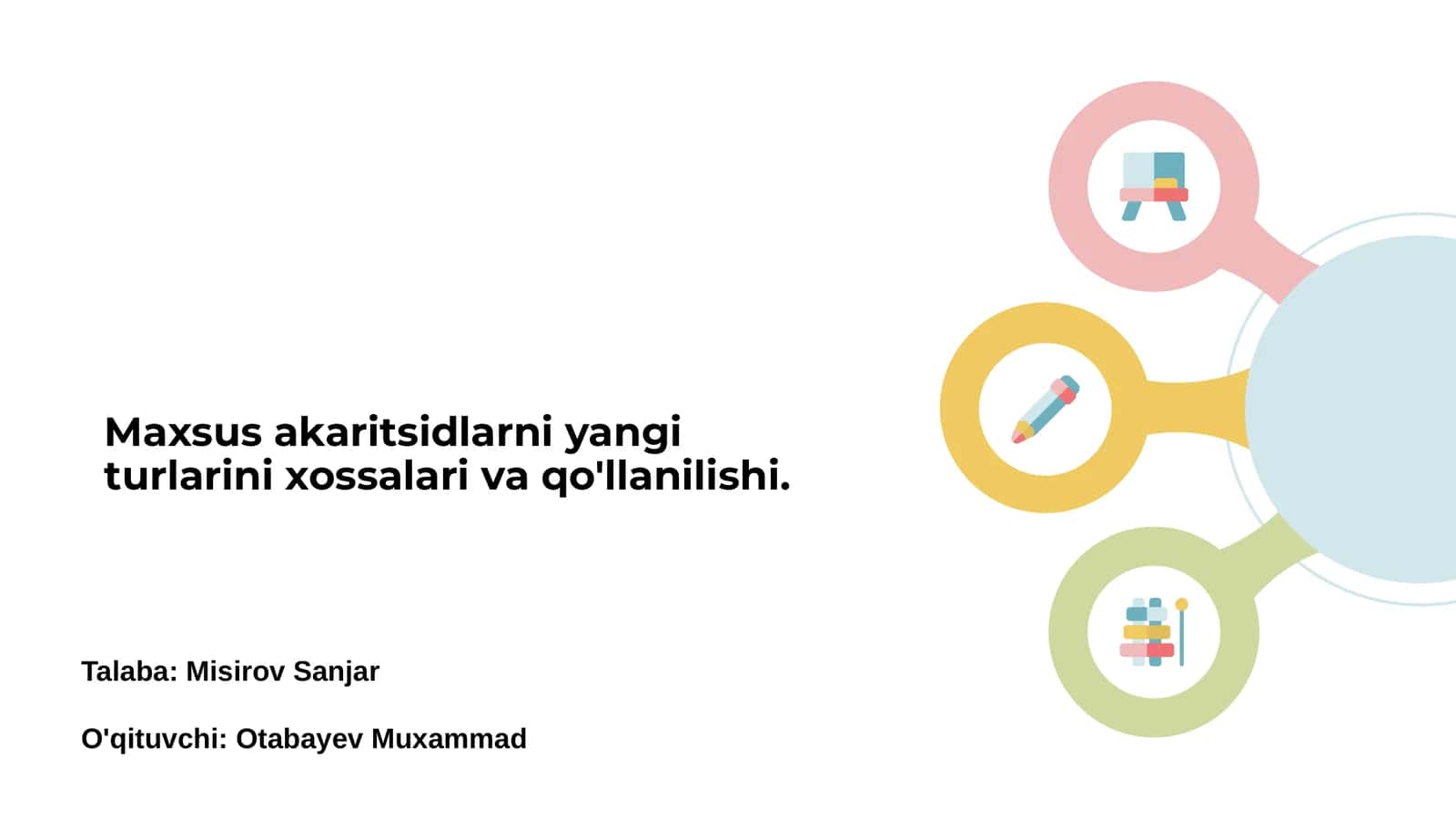 Maxsus akaritsidlarni yangi turlarini xossalari va qo'llanilishi