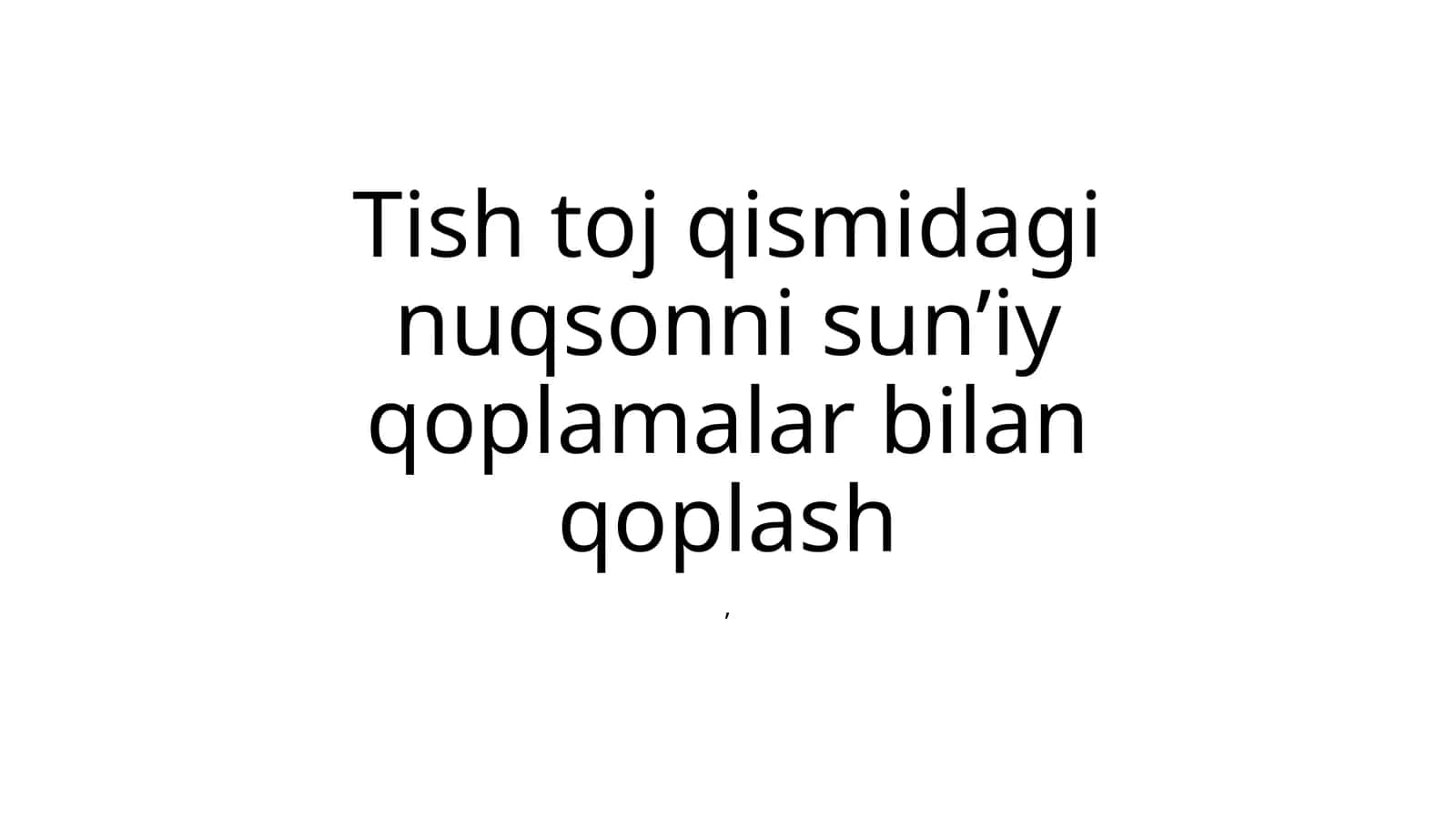Fakultet Ortopedik Stomatologiya