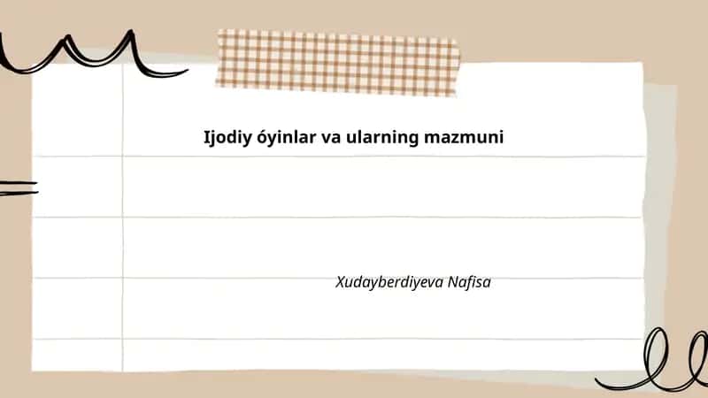 Ijodiy óyinlar va ularning mazmuni