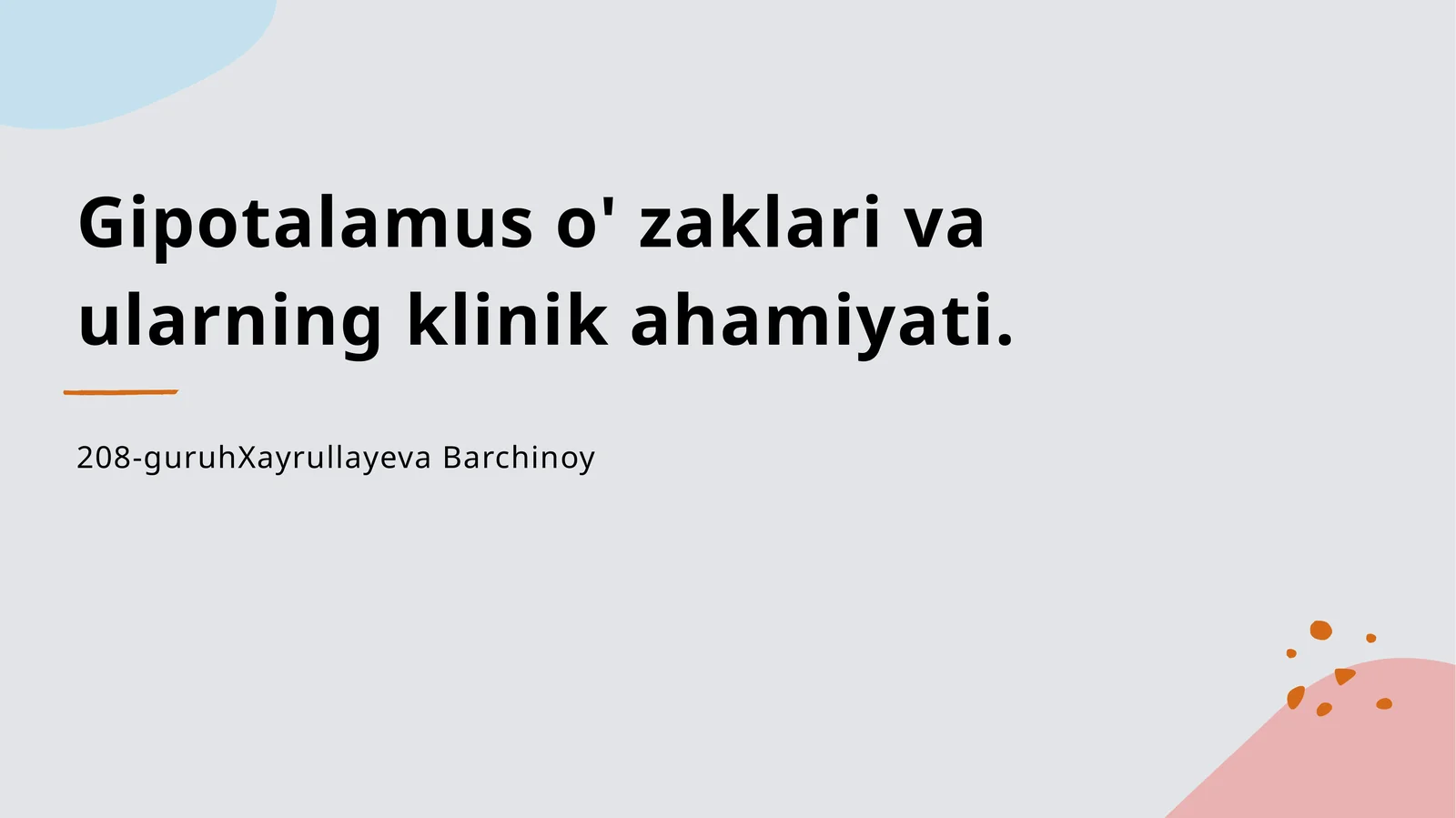 Gipotalamus o' zaklari va ularning klinik ahamiyati