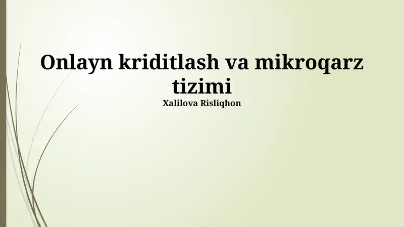Onlayn kriditlash va mikroqarz tizimi