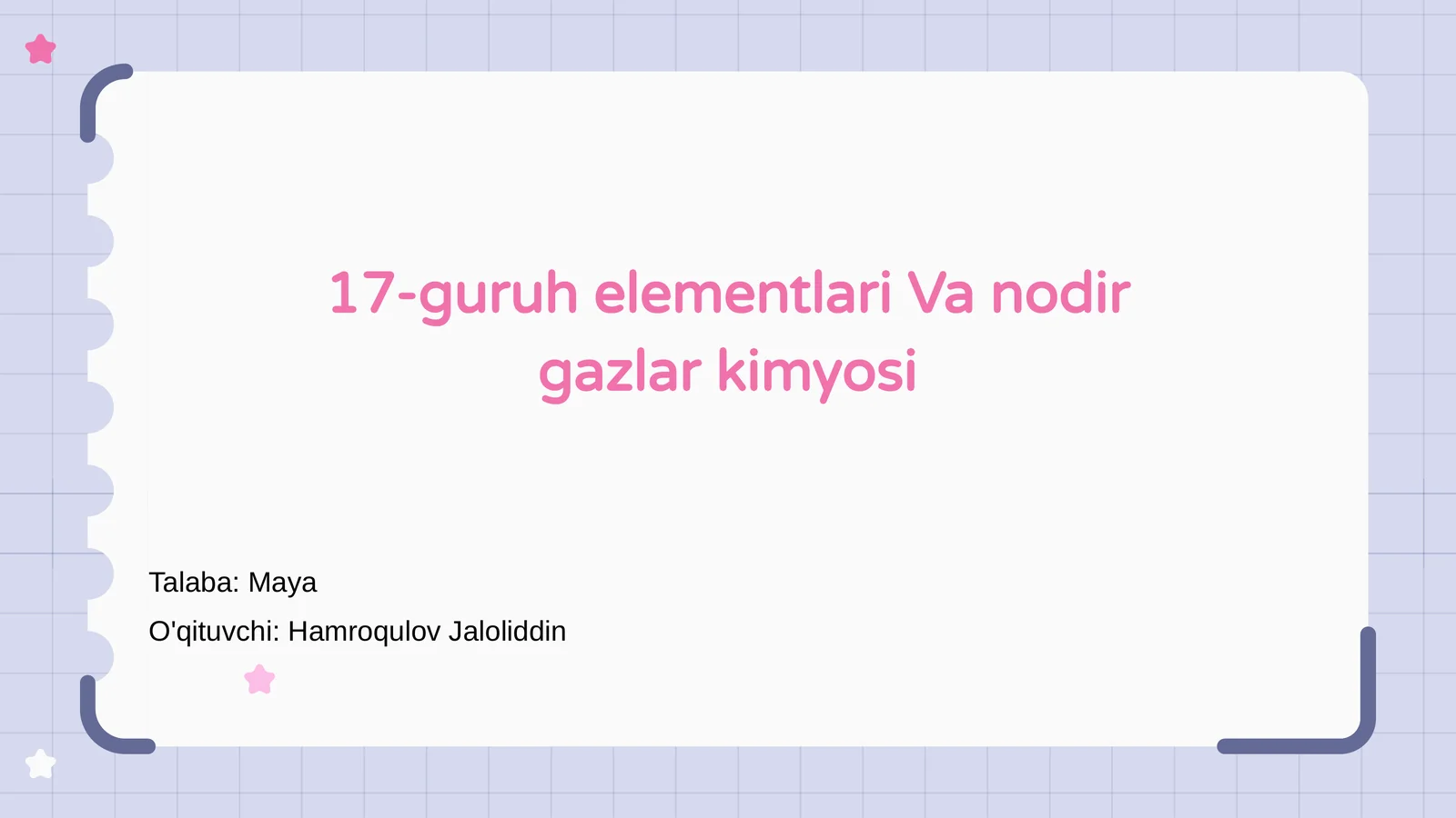 17-guruh elementlari Va nodir gazlar kimyosi
