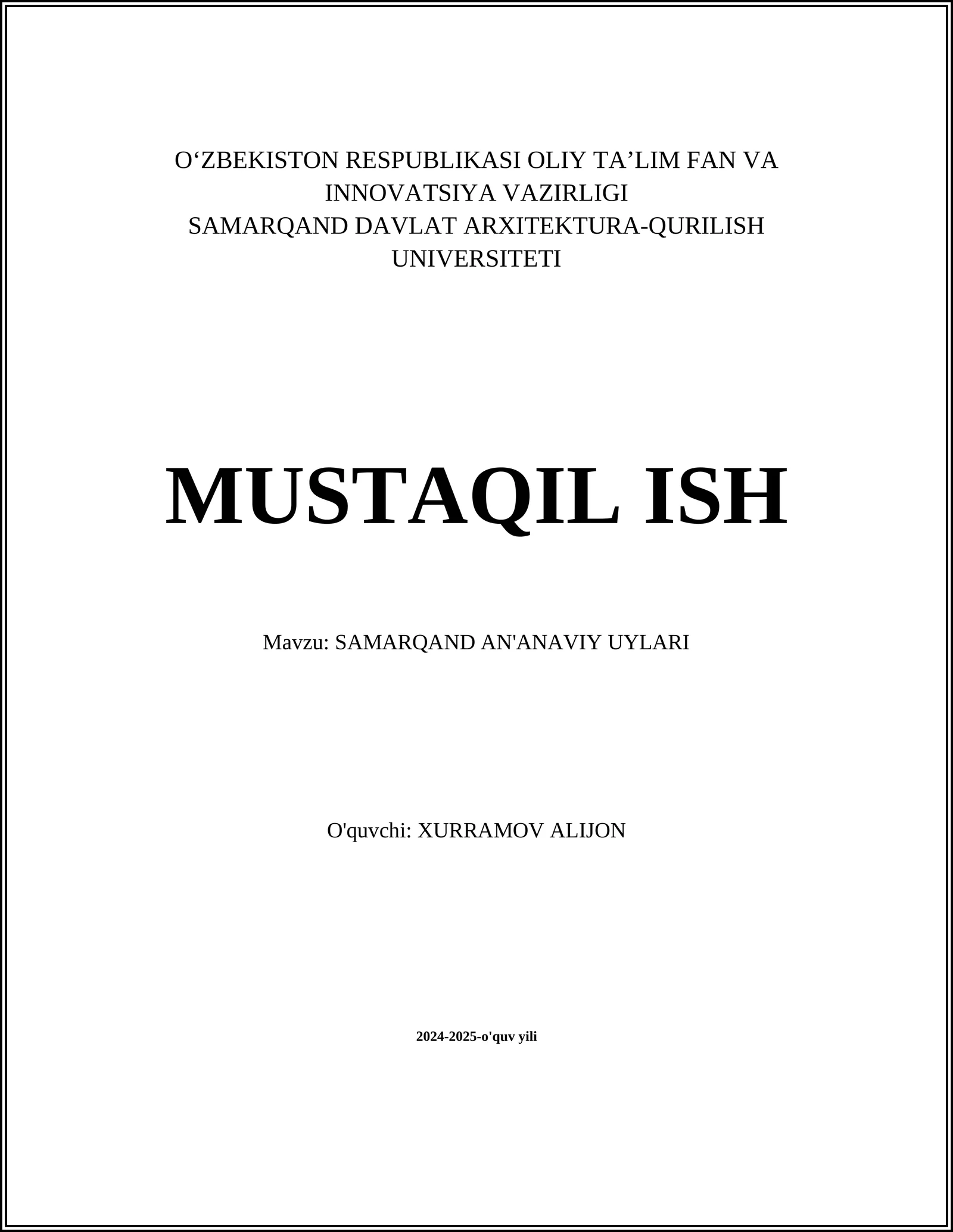 SAMARQAND AN'ANAVIY UYLARI