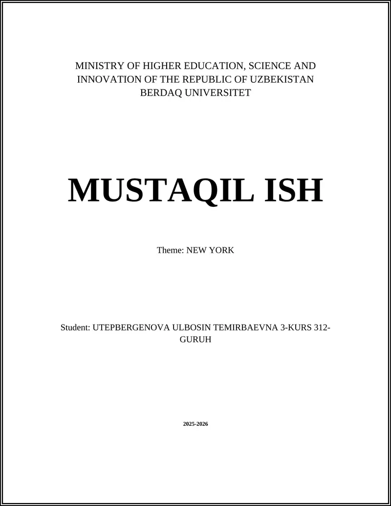 MUSTAQIL ISH BERDAQ UNIVERSITET