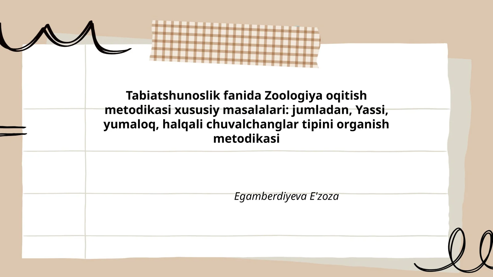 Zoologiya oqitish metodikasi xususiy masalalari