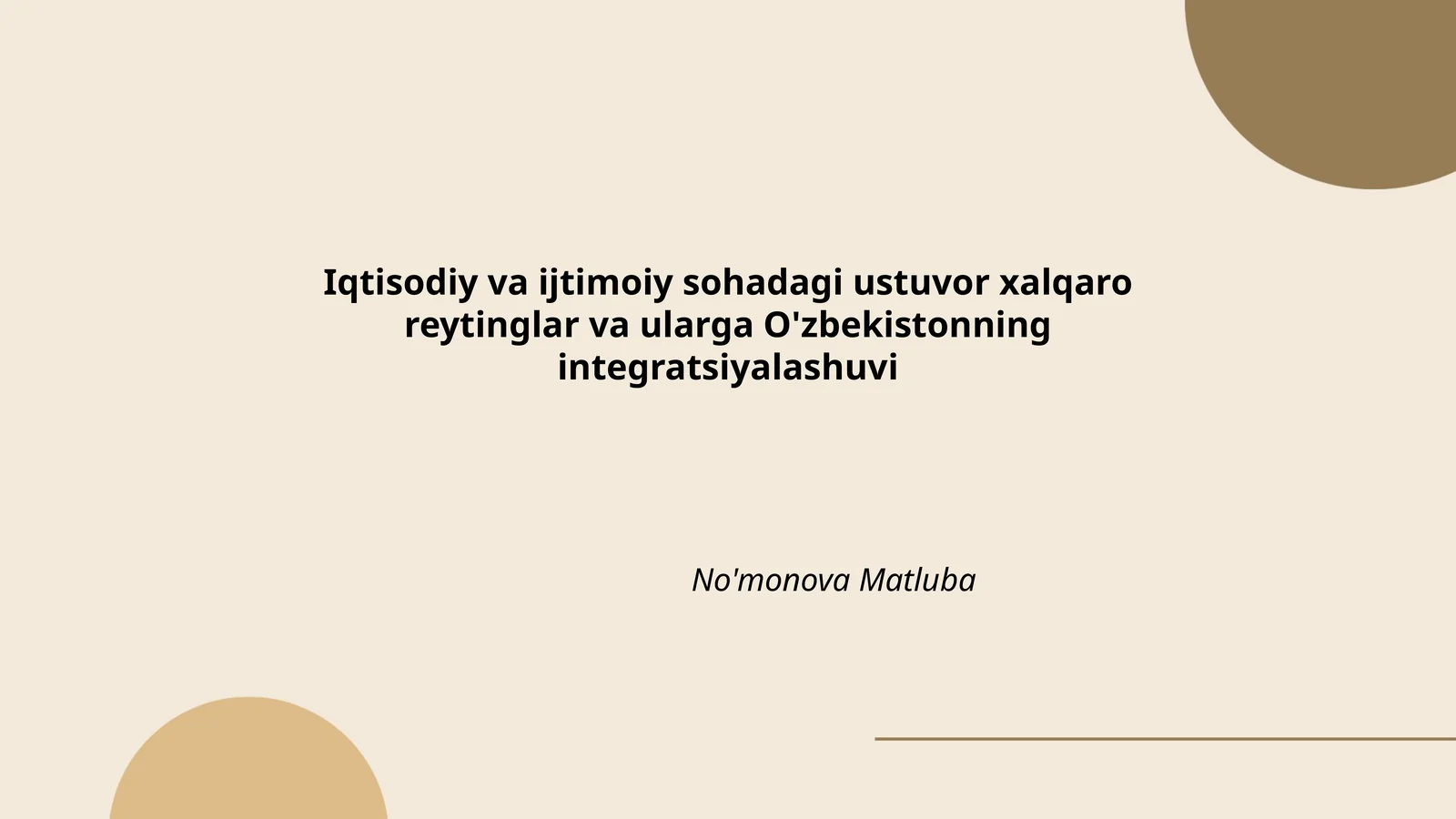 Iqtisodiy va ijtimoiy sohadagi ustuvor xalqaro reytinglar va ularga O'zbekistonning integratsiyalashuvi