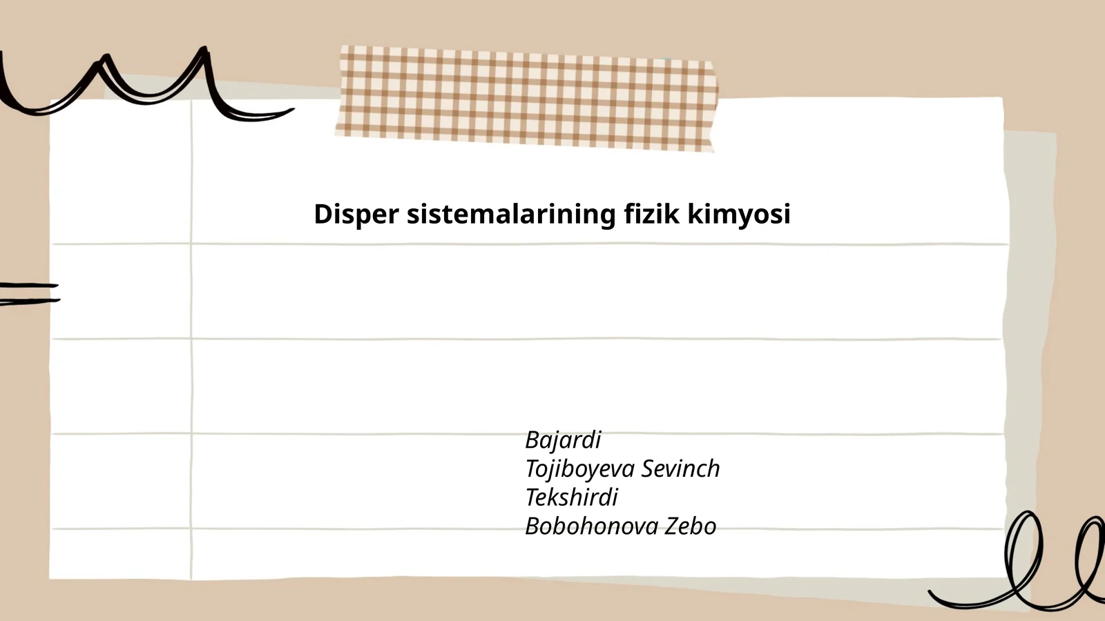 Disper sistemalarining fizik kimyosi