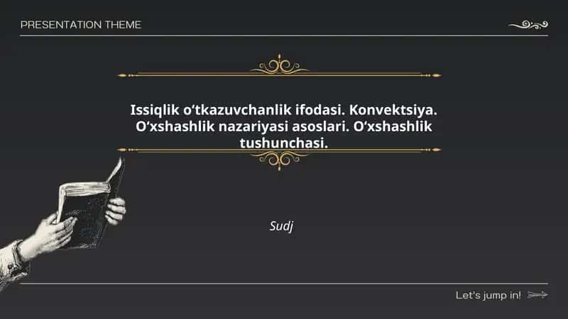 Issiqlik oʻtkazuvchanlik ifodasi. Konvektsiya. Oʻxshashlik nazariyasi asoslari. Oʻxshashlik tushunchasi