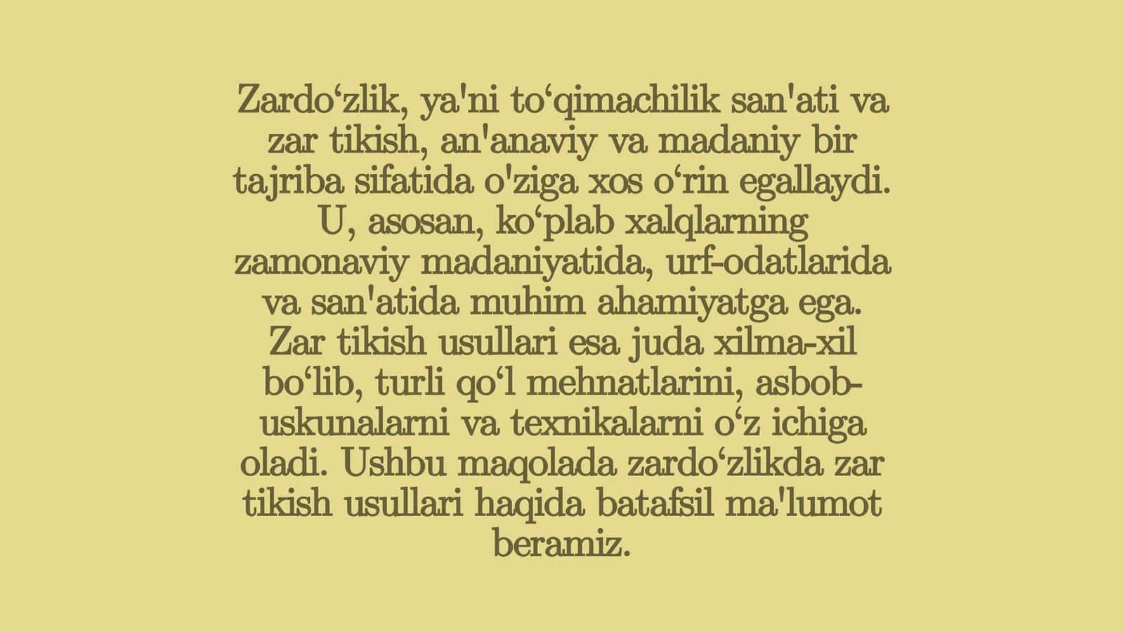 Zar tikish usullari