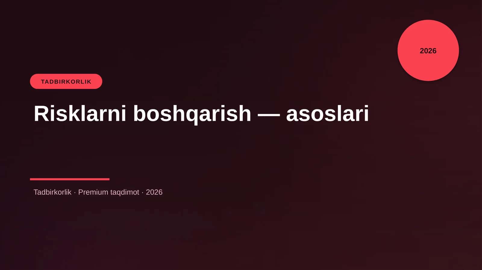 Risklarni boshqarish — asoslari