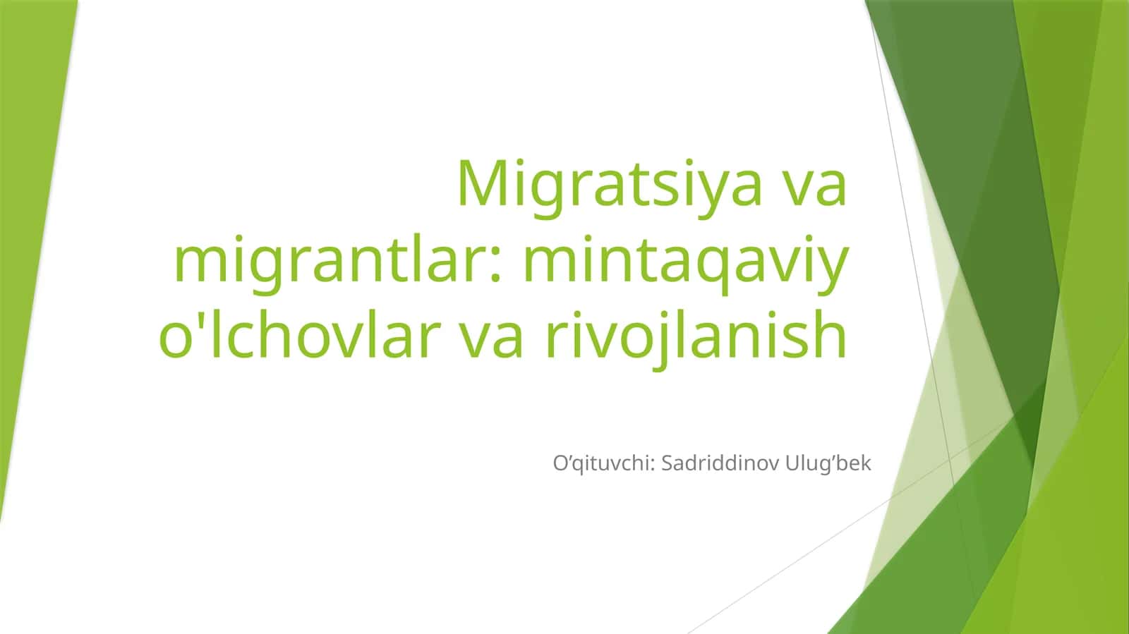 Migratsiya va migrantlar: mintaqaviy o'lchovlar va rivojlanish