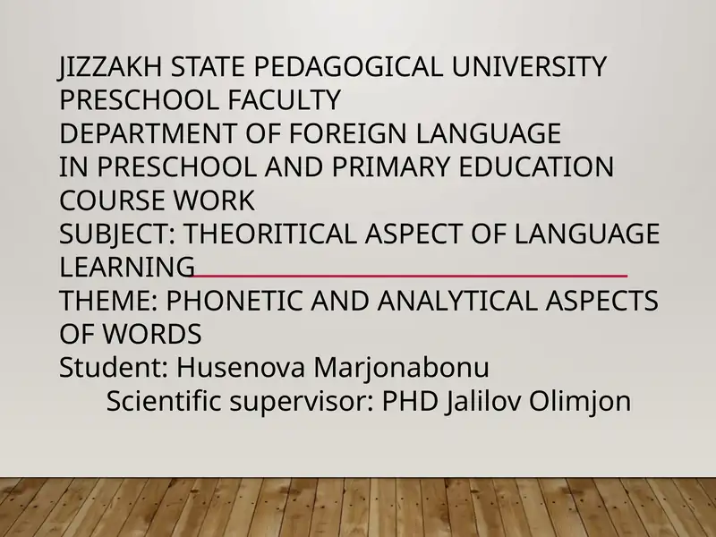 THEORITICAL ASPECT OF LANGUAGE LEARNING