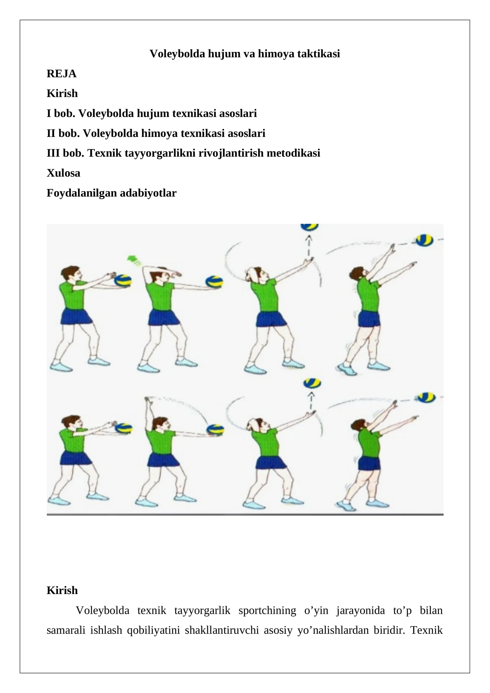 Voleybolda hujum va himoya taktikasi