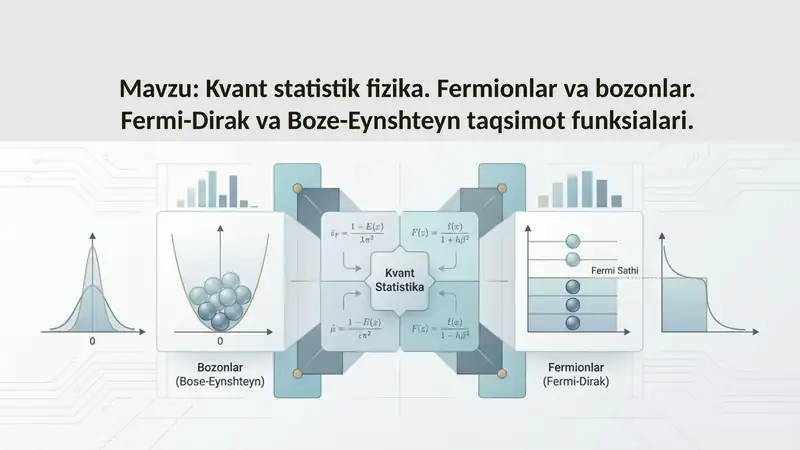 Kvant statistik fizika. Fermionlar va bozonlar. Fermi-Dirak va Boze-Eynshteyn taqsimot funksialari.
