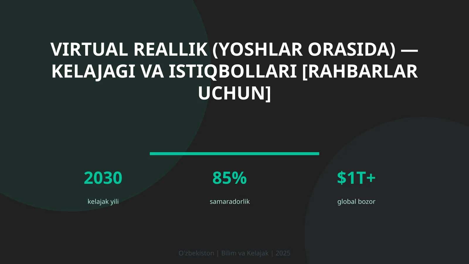 VIRTUAL REALLIK (YOSHLAR ORASIDA) — KELAJAGI VA ISTIQBOLLARI [RAHBARLAR UCHUN]