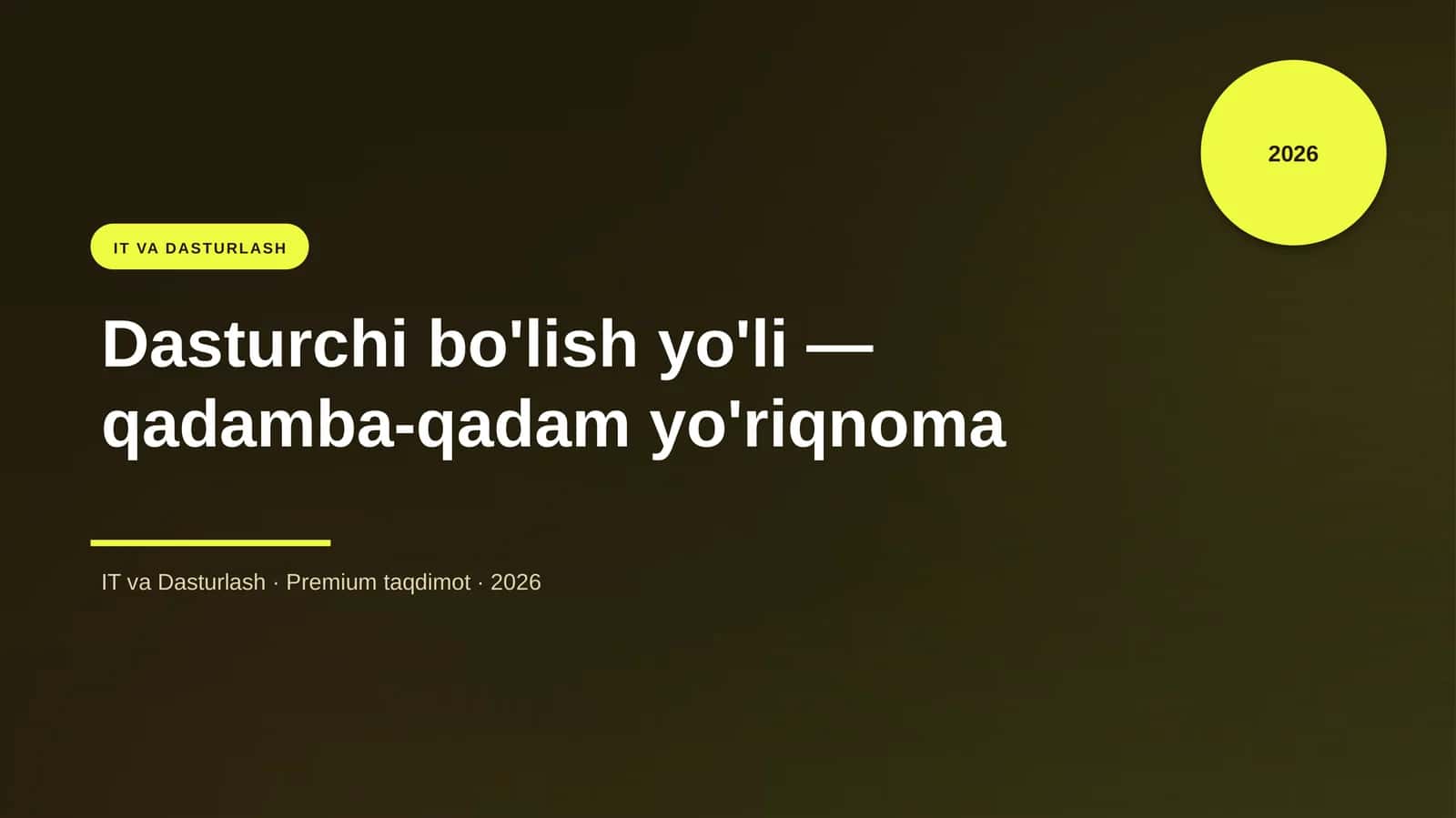 Dasturchi bo'lish yo'li — qadamba-qadam yo'riqnoma