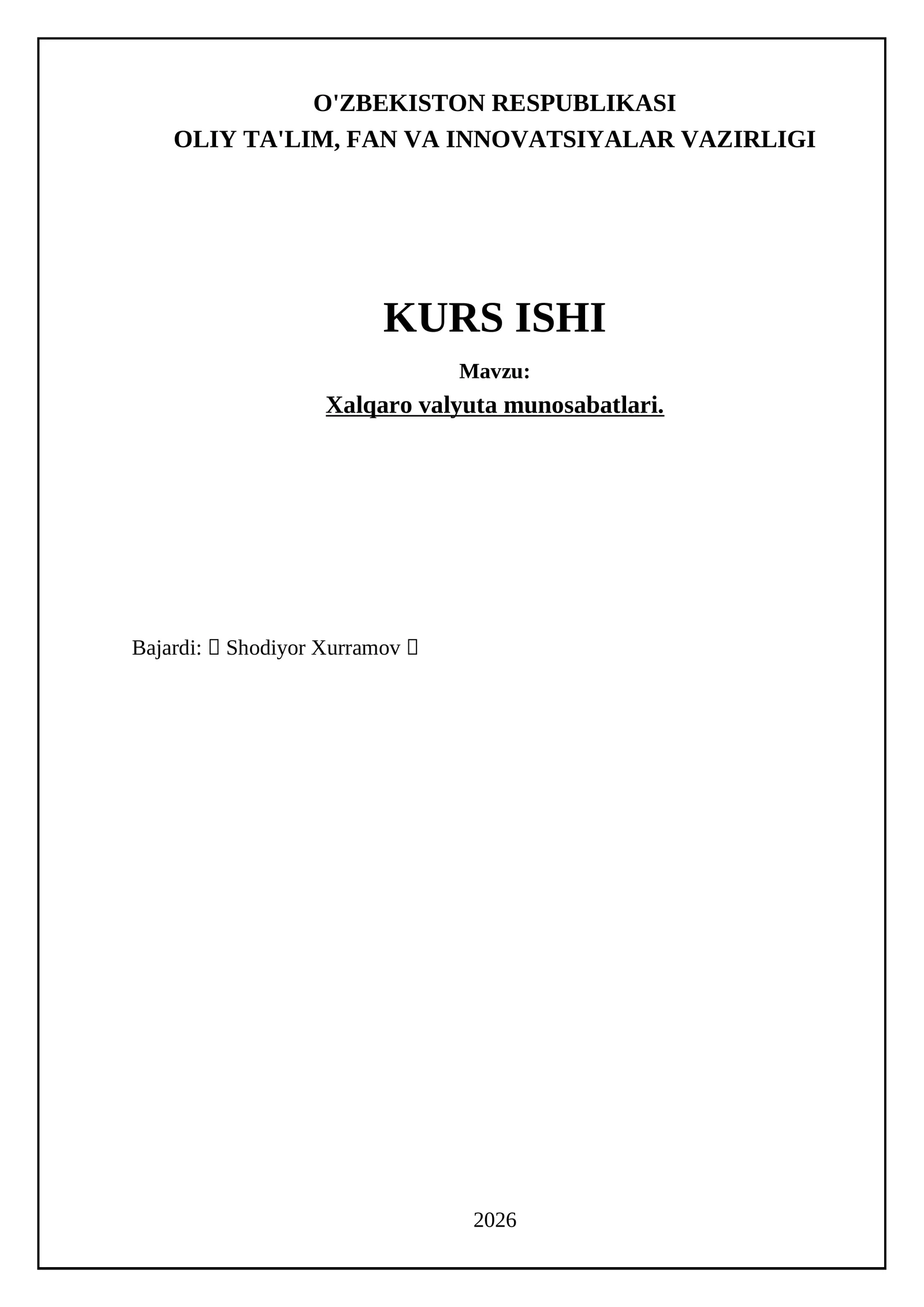 Xalqaro valyuta munosabatlari
