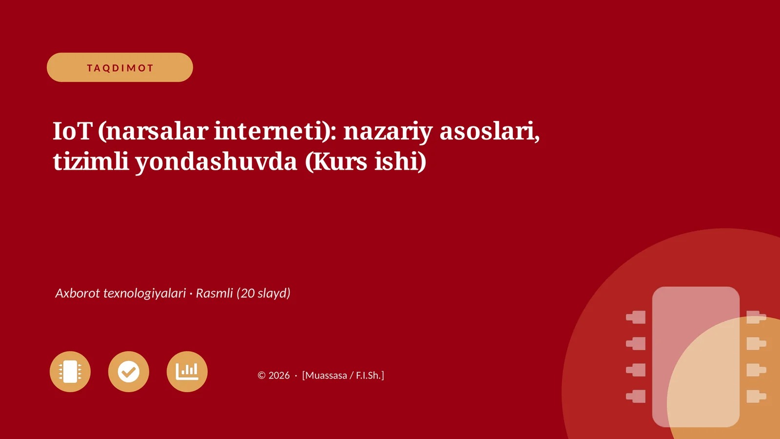 IoT (narsalar interneti): nazariy asoslari, tizimli yondashuvda (Kurs ishi)
