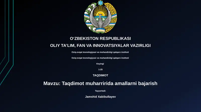 Taqdimot muharririda amallarni bajarish