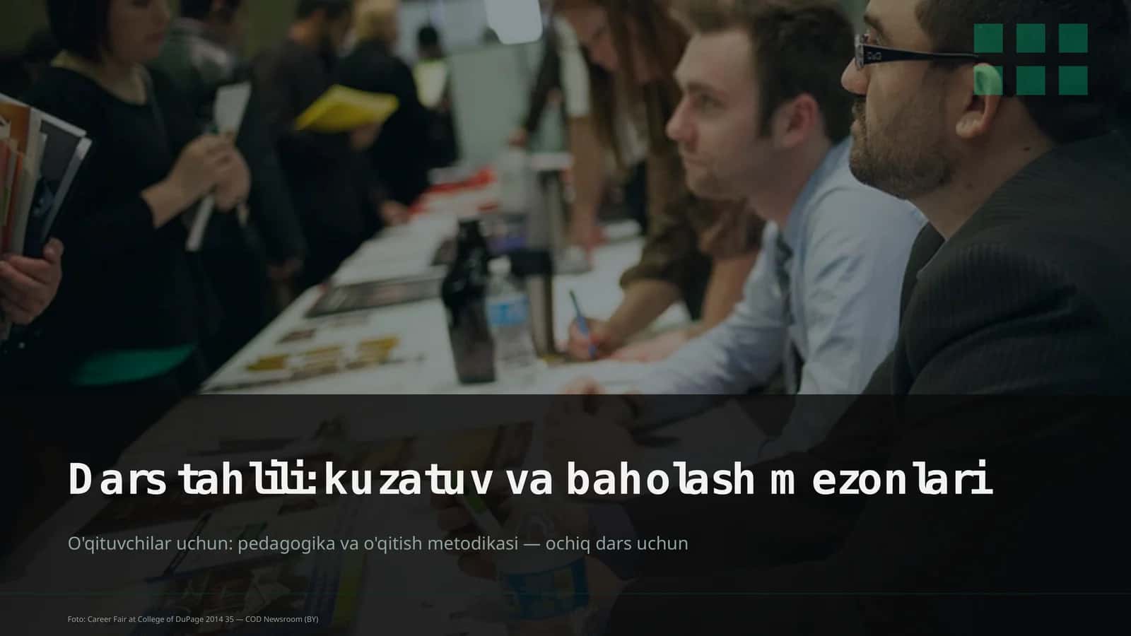 Dars tahlili: kuzatuv va baholash mezonlari