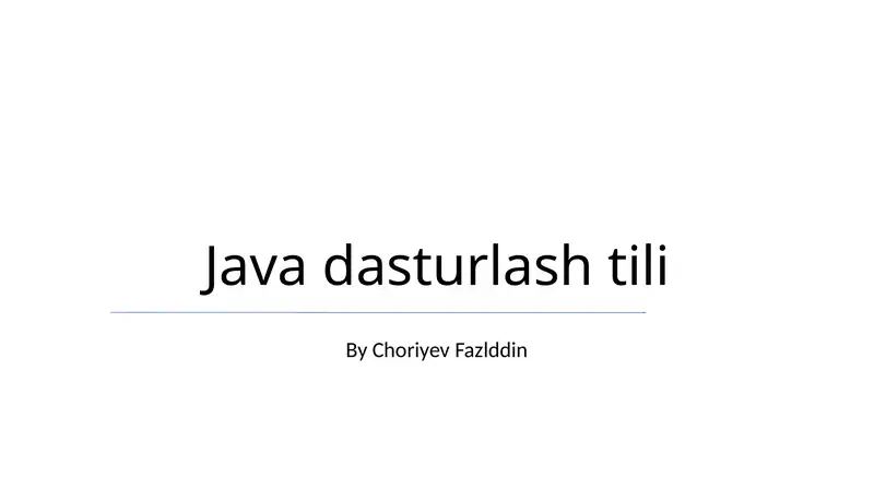 Java dasturlash tili