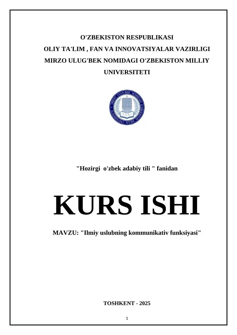 Ilmiy uslubning kommunikativ funksiyasi
