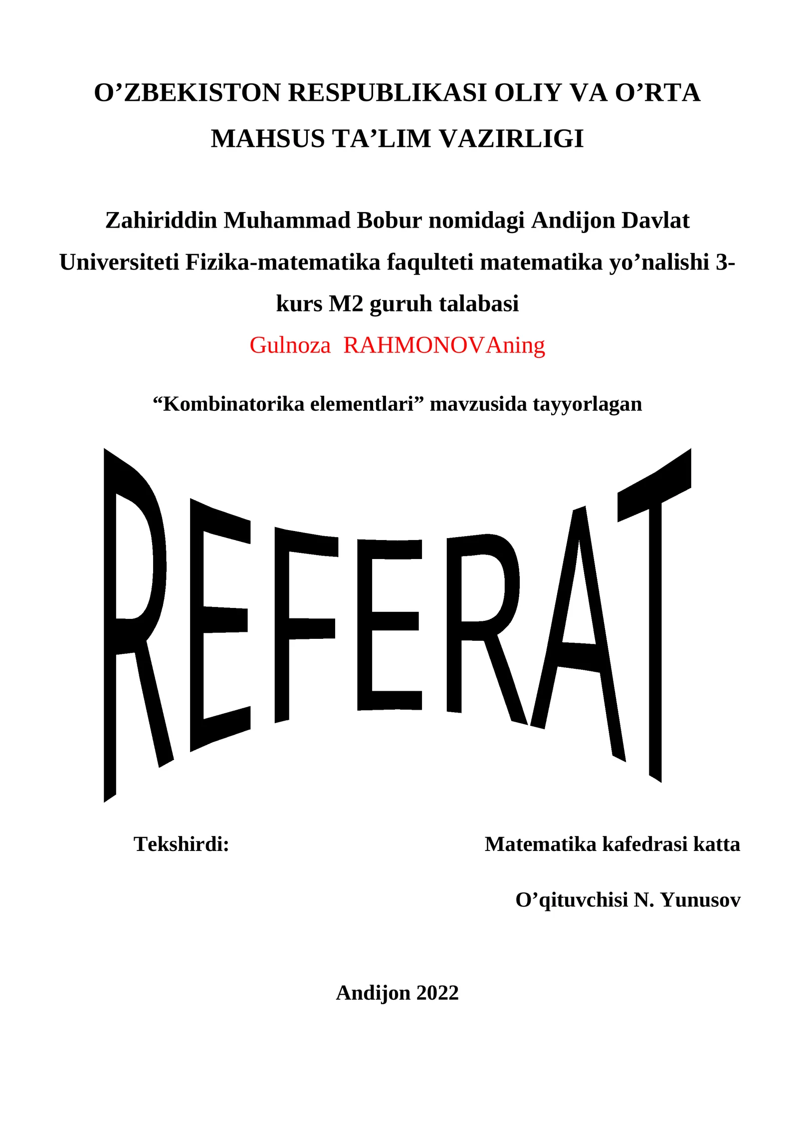 Kombinatorika elementlari