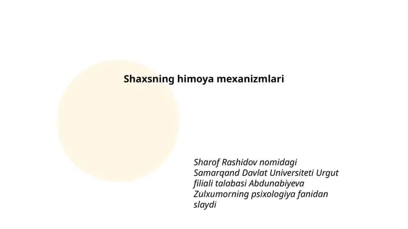 Shaxsning himoya mexanizmlari