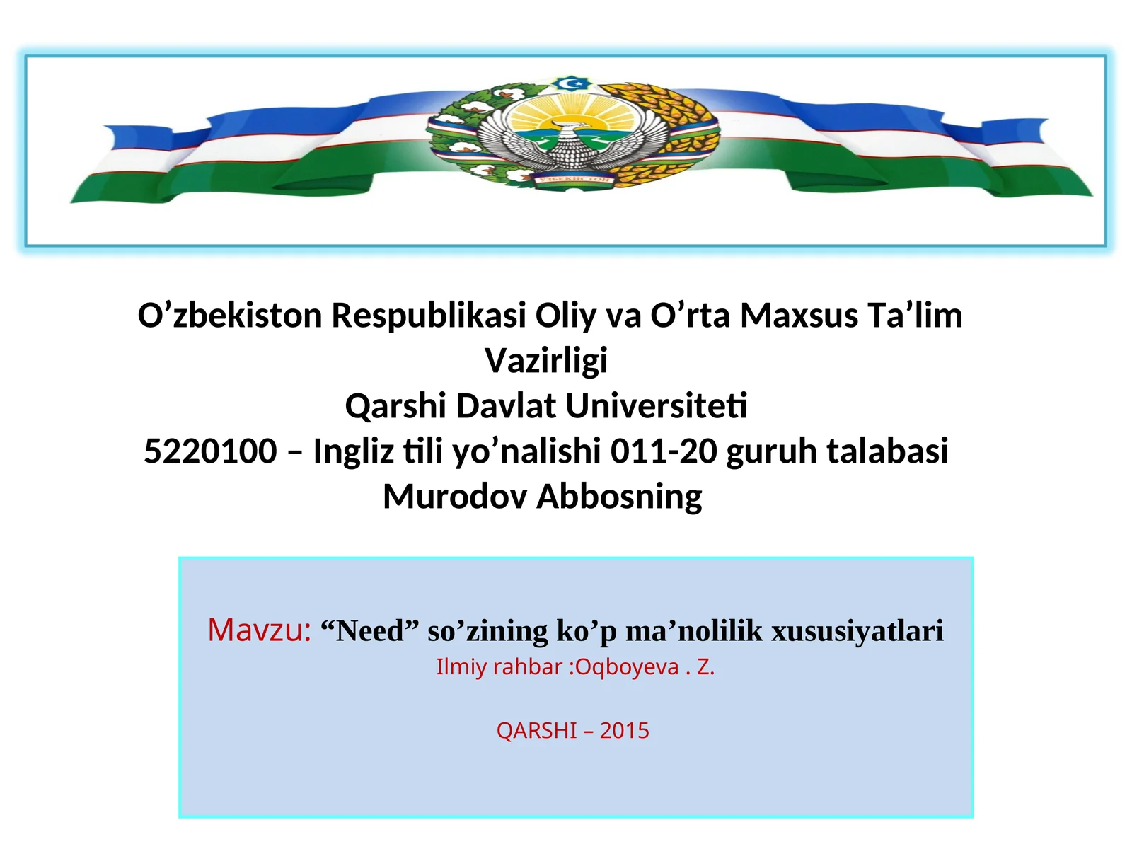 BITIRUV MALAKAVIY ISHI