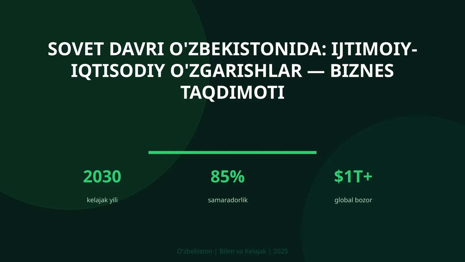 Sovet Davri O'zbekistonida: Ijtimoiy-iqtisodiy O'zgarishlar — Biznes Taqdimoti